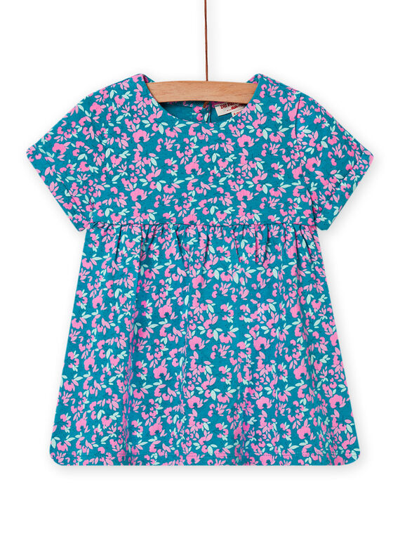 Vestido azul-turquesa com estampado florido bebé menina NIPLAROB3 / 22SG09K1ROBC216