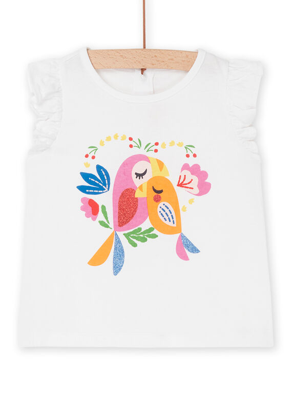 T-shirt branco com padrão pássaros RIPOPTI / 23SG09X1TMC000
