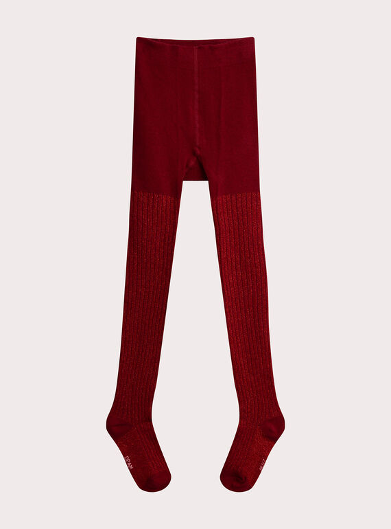 Meia-calça vermelha com nervuras para menina  VYAJOSCOL3 / 24WI01H3COLF529