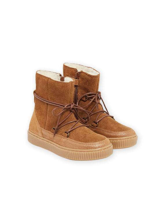 Boots camel em raspa de couro e sola cupsole PABOTTLACET / 22XK3592D3W804