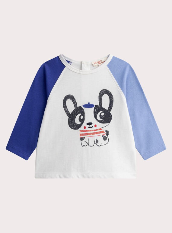 T-shirt cru e azul para bebé menino WUKATEE3 / 25SG1034TMLA002