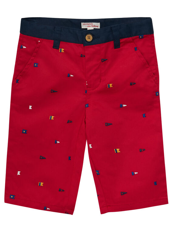 Bermudas vermelho bordado bandeira menino JOWEBER1 / 20S90291BER330