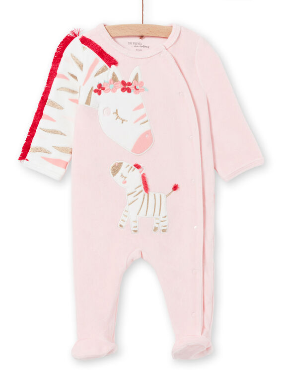 Babygro recém-nascido menina em veludo padrões zebras LEFIGREZEB / 21SH1311GRE321