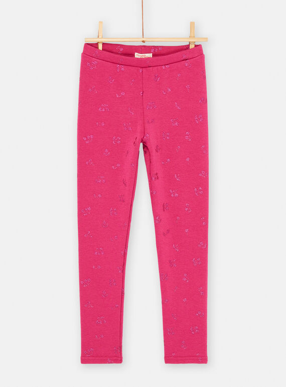 Leggings rosa-petúnia com estampado de cereja para menina SAJOLEG5 / 23W901N7PAN310