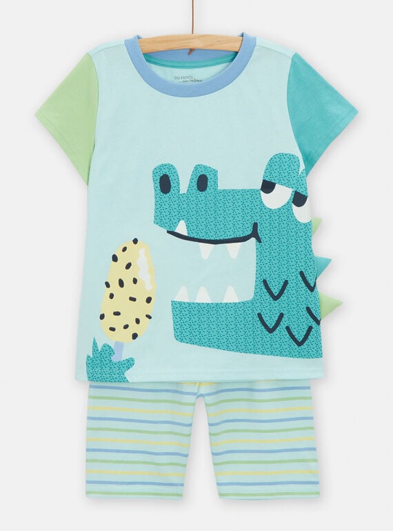 Pijama azul-claro fosforescente com animação de crocodilo menino TEGOPYCROC / 24SH1257PYJ213