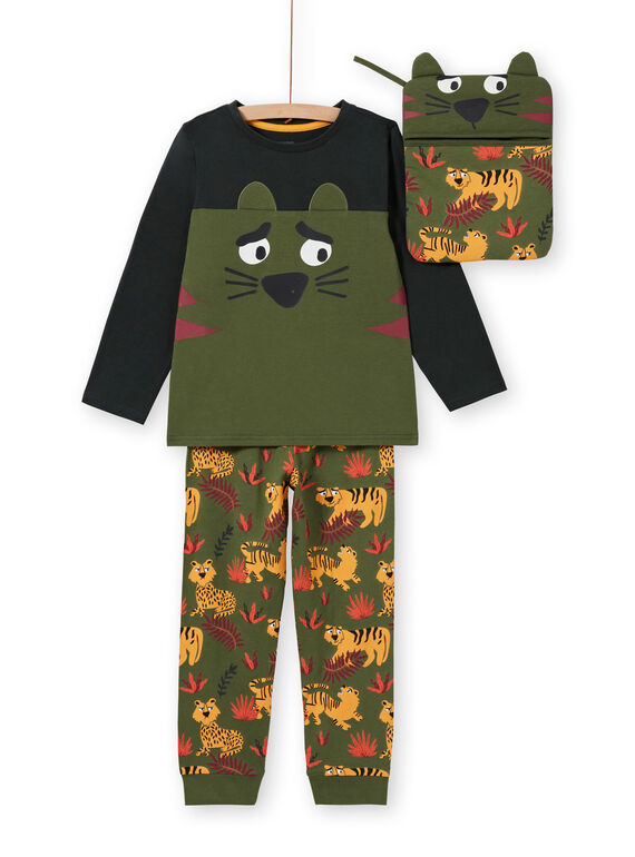 Conjunto pijama fosforescente caqui com padrões tigres menino MEGOPYJMAN3 / 21WH1273PYGG618