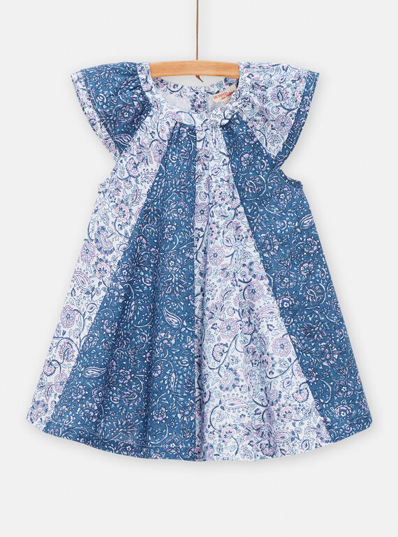 Vestido branco, azul e rosa com estampado florido para bebé menina TIDEROB2 / 24SG09J1ROB000
