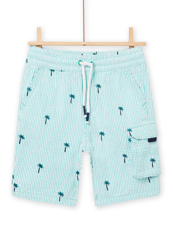 Bermudas às riscas menta com estampado palmeira menino NOWABER1 / 22S902V2BERG621