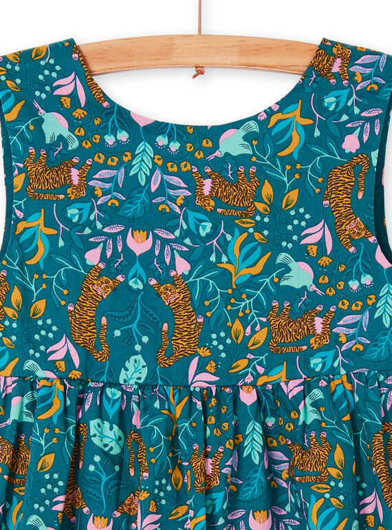 Vestido azul-pato e amarelo estampado tigre e florido LAVEROB1 / 21S901Q2ROB714