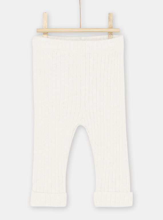 Leggings caneladas bege-claro bebé menina SYIJOLEGCO1 / 23WI09B4CALA011