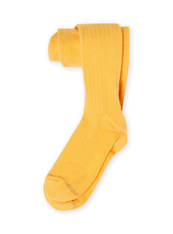 Collants lisos canelados amarelo mostarda menina MYAJOCOL1 / 21WI0116COLB106