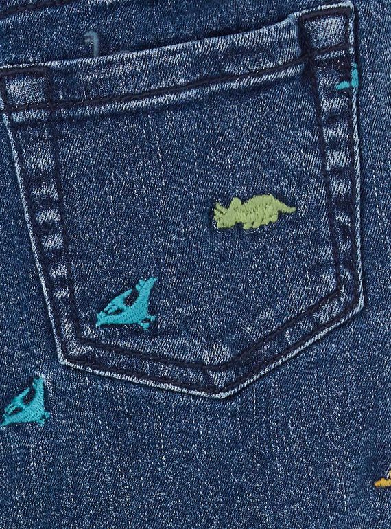 Bermudas de ganga azul estampado dinossauros criança menino LOVERBER2 / 21S902Q1BERP274