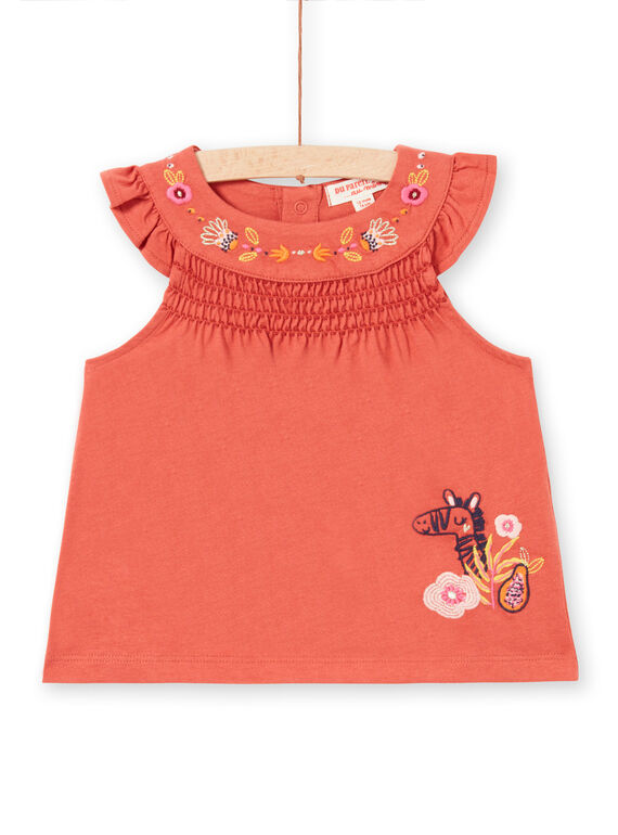 Camisola de alças vermelho-tijolo bebé menina LITERDEB / 21SG09V1DEBF519