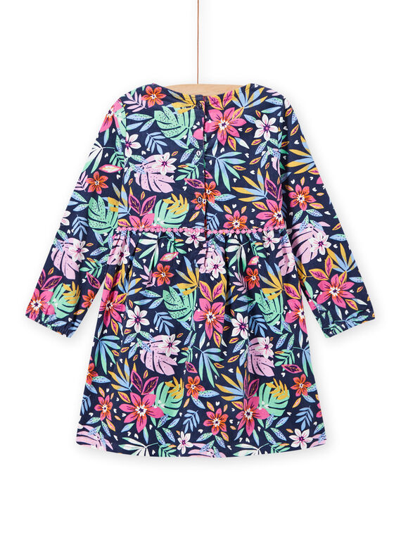 Vestido azul com estampado florido colorido de veludo menina MAPLAROB2 / 21W901O1ROBC202