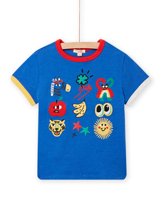 T-shirt azul-inglês com padrão decorativo menino NOLUTI2 / 22S902P1TMC702