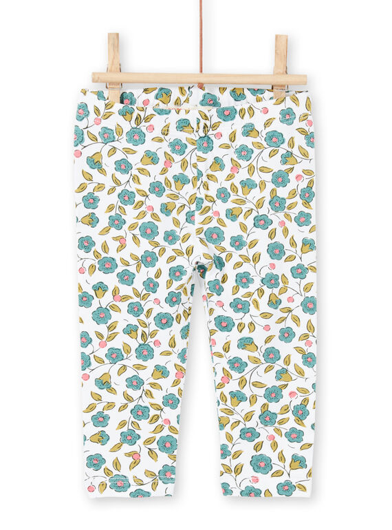 Leggings cru e verde estampado florido bebé menina MYIKALEG / 21WI09I1CAL001