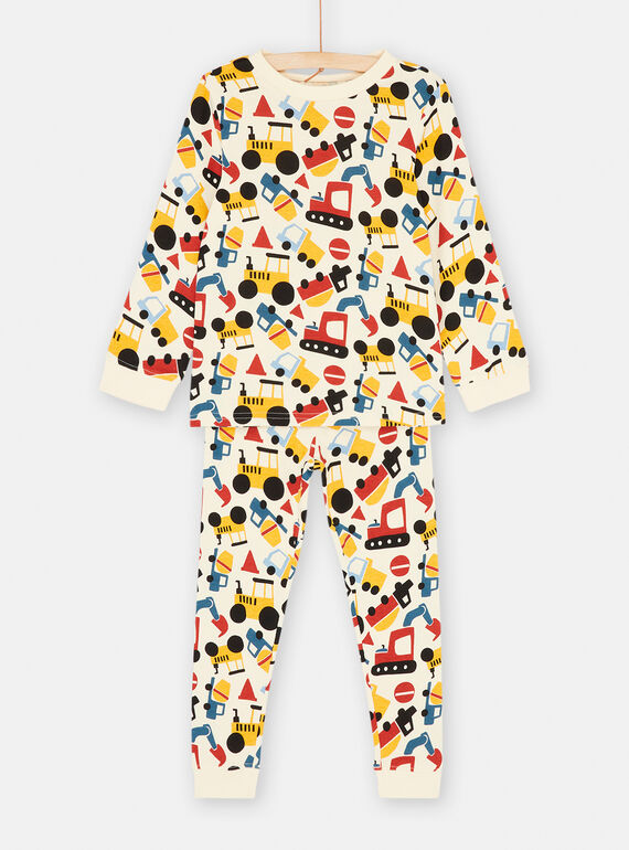 Pijama bege com estampado de trator para rapaz SEGOPYJTRA / 23WH1241PYJA016