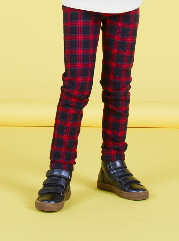 Calças milano azul-noite e vermelho com estampado tartã menina MAMIXPANT / 21W901J1PANC205