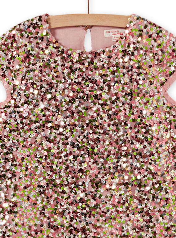 Vestido rosa com lantejoulas menina MANOROB2 / 21W901Q2ROB303