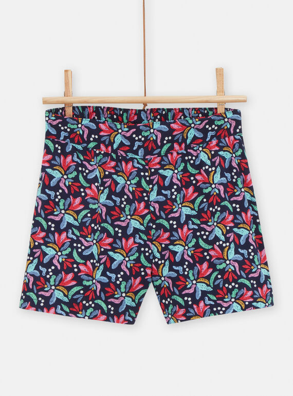 Calções fluídos azul com estampado decorativo menina TACLUSHORT2 / 24S901O1SHOC211