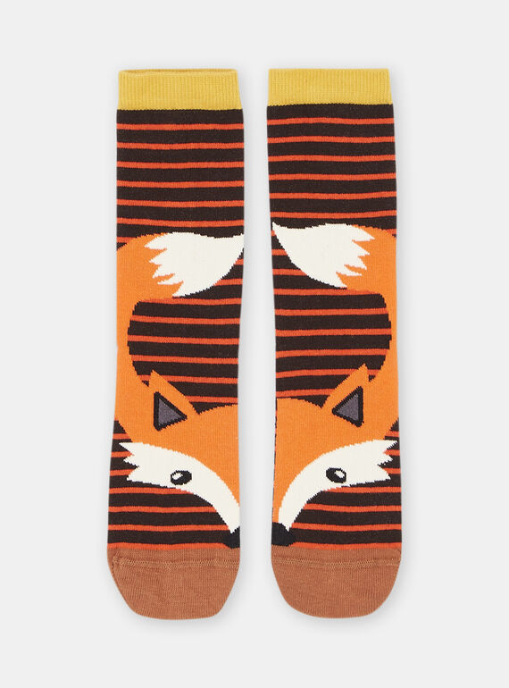 Meias laranja com padrão de raposa menino SYOJOCHO5 / 23WI02B1SOQI808