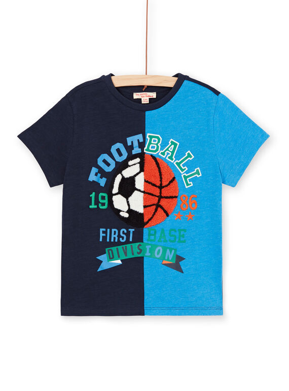 T-shirt azul-marinho e azul criança menino LOHATI1 / 21S902X2TMC705