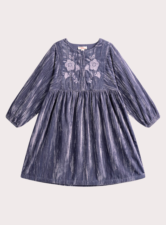 Vestido de veludo roxo com bordados para menina VAPEROB3 / 24W901R3ROBH703