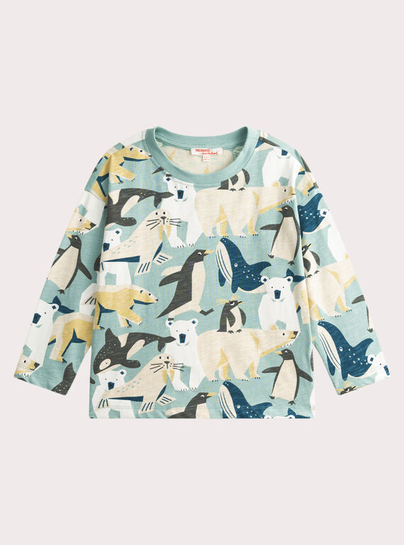 T-shirt para rapaz com estampado de animais do Ártico VOPERTEE1 / 24W902R3TML629