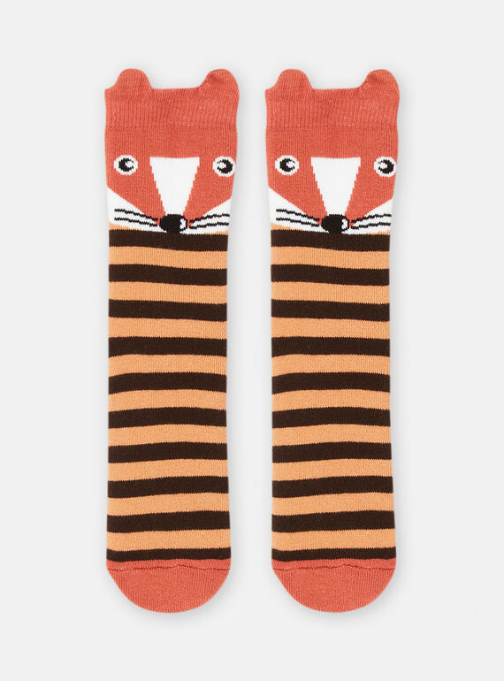 Meias laranja e preto com estampado às riscas para menino SYOJOCHO8 / 23WI02N2SOQE410