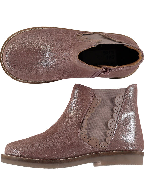 Chelsea boots crosta de couro rosa com brilhantes criança menina GFBOOTPINK / 19WK35I5D0D030
