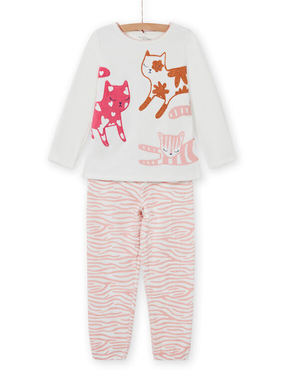 Conjunto pijama T-shirt e calças com padrão de gatos menina MEFAPYJCAT / 21WH1184PYJ001