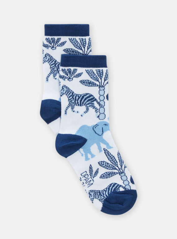 Meias branco e azul com estampado savana para menino TYOJOCHO5 / 24SI0286SOQ000