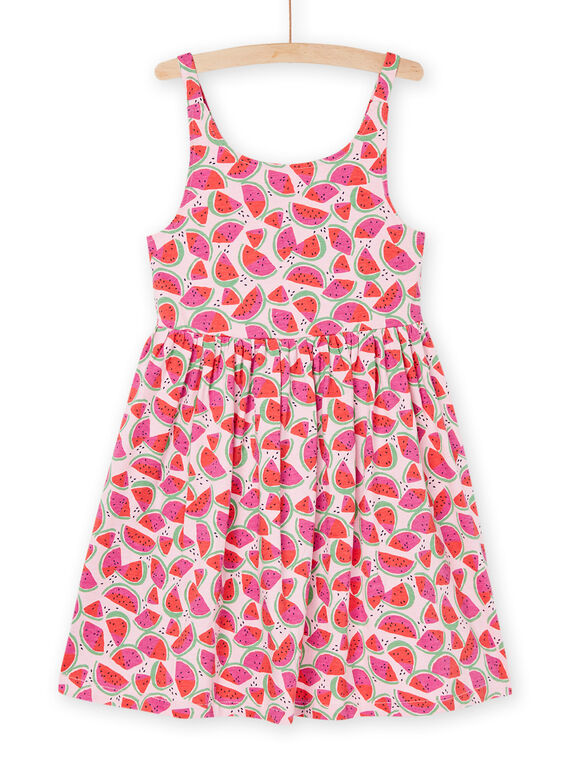 Vestido flexível rosa e vermelho com estampado de fruto RAPLAROB3 / 23S901P1ROBD315