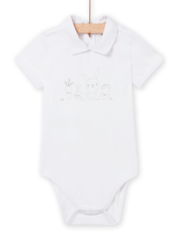 Body branco com padrão de coelho e legumes recém-nascido menino NOU2BOD2 / 22SF0451BOD000