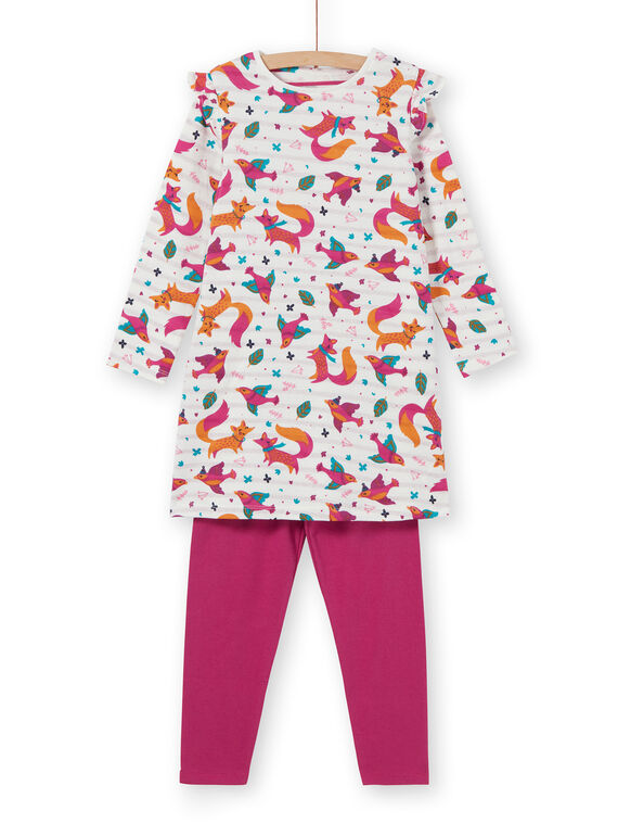 Camisa de dormir criança menina estampado raposas com leggings fúcsia LEFACHUBIC / 21SH1151CHN001
