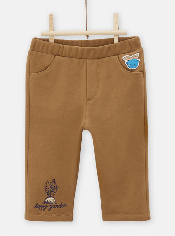 Calças caramelo com bordado para bebé menino TUDEPAN1 / 24SG10J2PANI821