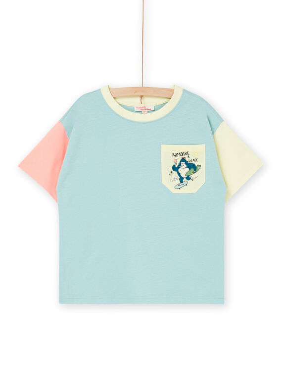 T-shirt azul-celadon com mangas a contrastar ROEXOTI5 / 23S902V5TMC204