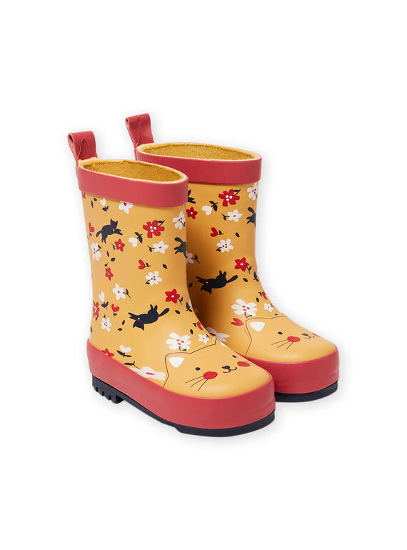 Galochas laranja com estampado florido bebé menina MIPLUICHAT / 21XK3711D0C400