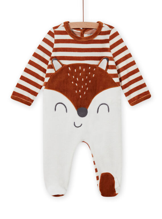 Babygro em veludo às riscas com padrão raposa bebé menino MEGAGRENAR / 21WH1494GRE001