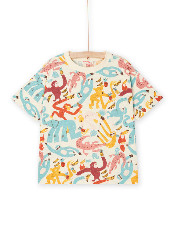 T-shirt branco-creme com estampado de animais selvagens ROSUMTI3 / 23S902Y4TMCA002