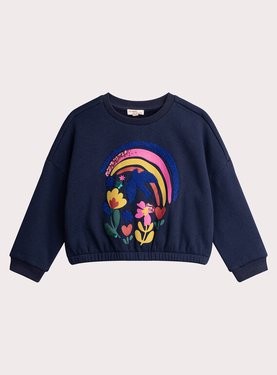 Moletom marinho forrado quente e lantejoulas para menina  VAROSWEA / 24W901P1SWE070