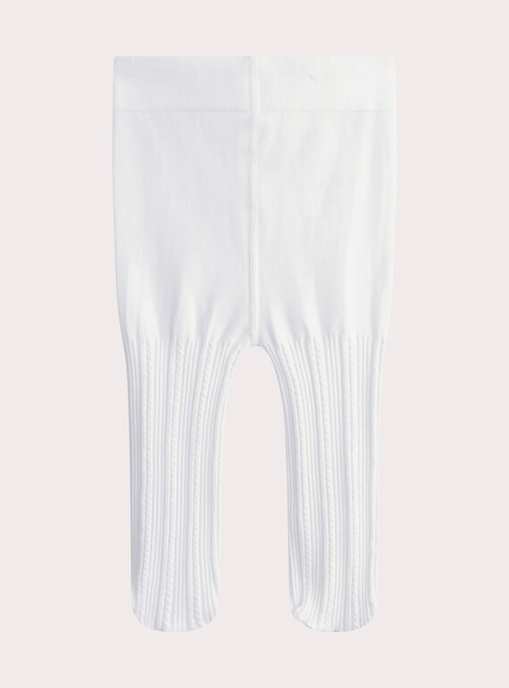 Collants finos brancos em malha ajurada para bebé menina  WYIESCOL2 / 25SI09I2COLA001