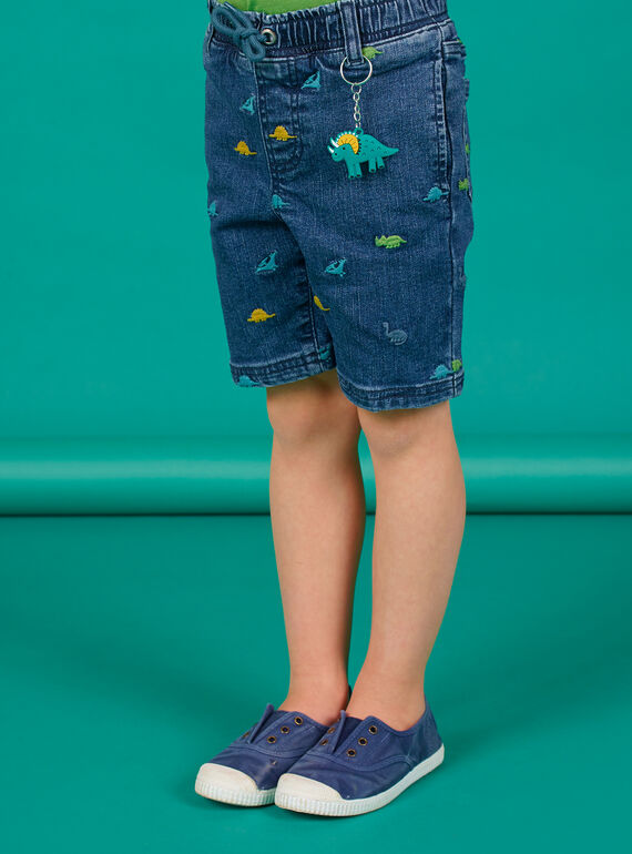 Bermudas de ganga azul estampado dinossauros criança menino LOVERBER2 / 21S902Q1BERP274
