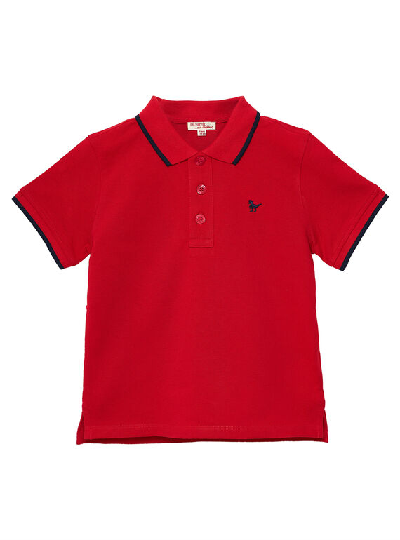 Polo menino vermelho às riscas na gola JOJOPOL3 / 20S90251D2DF505