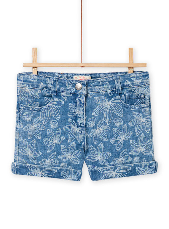 Calções ganga clara com estampado folha e concha menina NAJOSHORT2 / 22S90163SHOP272