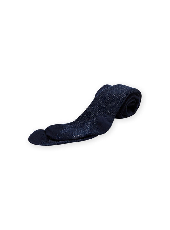 Collants liso azul de meia noite canelado menina MYAJOSCOL2 / 21WI0115COLC205
