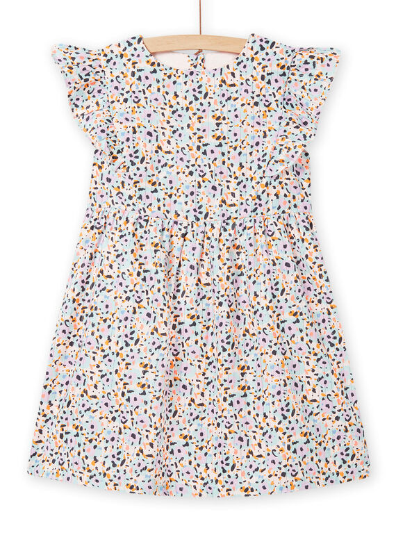 Vestido twill com estampado florido colorido e detalhes de folhos menina NAMOROB1 / 22S901N2ROBD327