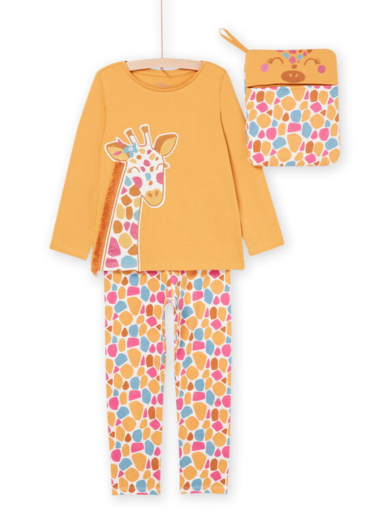 Pijama comprido com padrão de girafa 3 peças PEFAPYJGIR / 22WH1162PYGB107