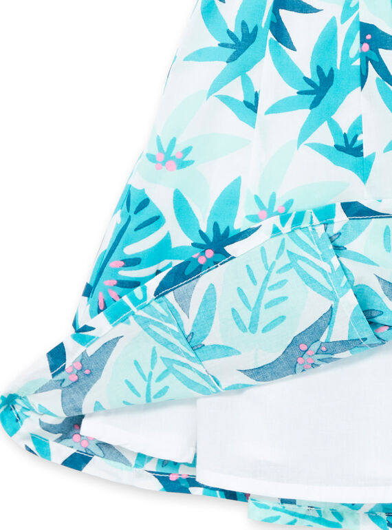 Vestido branco e azul estampado folhagem menina LAVEROB3 / 21S901Q1ROB001