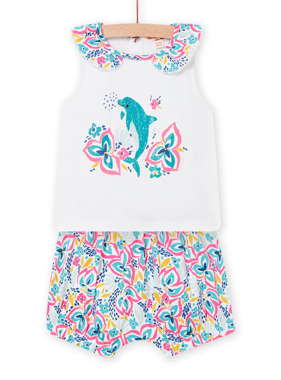 Conjunto t-shirt e calções branco bebé menina NIPLAENS / 22SG09K1ENS000